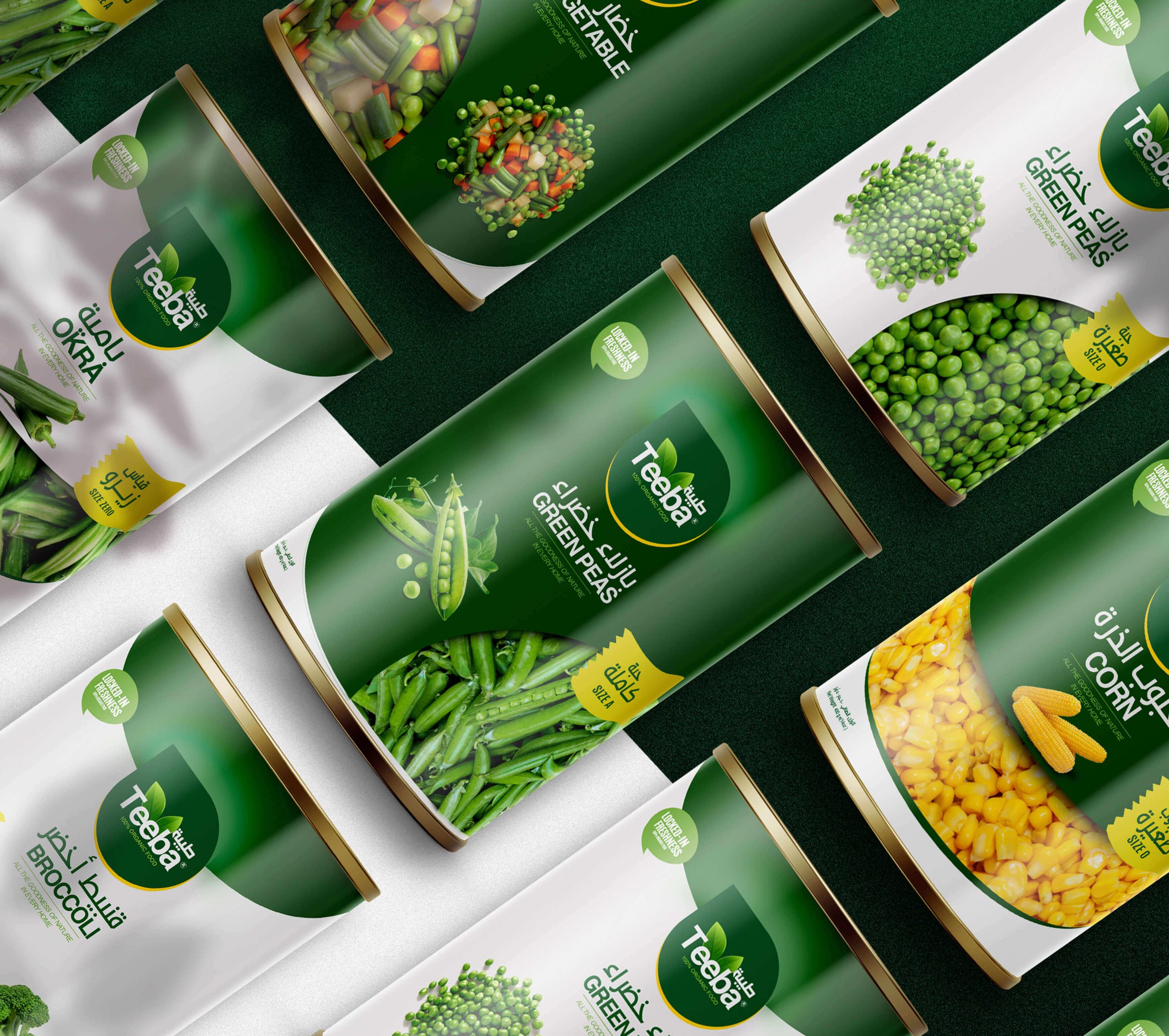 Teeba frozen food products are a fantastic option for anyone looking for high-quality, delicious frozen food. As the designer of their packaging, I can attest to the fact that they have a wide variety of products, from plastic bags to tin options, all of which are beautifully presented. The packaging design features a stunning combination of dark green and white, which provides a fresh and modern look to the products. Teeba frozen food products are manufactured by an Egyptian company but based in Ireland. With their extensive range of frozen food products, Teba is sure to have something to suit every taste and preference.<br />
Designing frozen food packaging that stands out from the competition can be a daunting task, but it was one that I relished. I had to consider various factors such as the brand's values, target audience, and market trends while coming up with a design that would make Teeba's frozen food products more appealing to customers. The challenge was to create a design that not only looked great but also conveyed the quality and freshness of the products. However, with careful consideration of every detail, I was able to design packaging that truly stands out on store shelves and helps Teeba's frozen food products to stand out from the crowd.<br />
